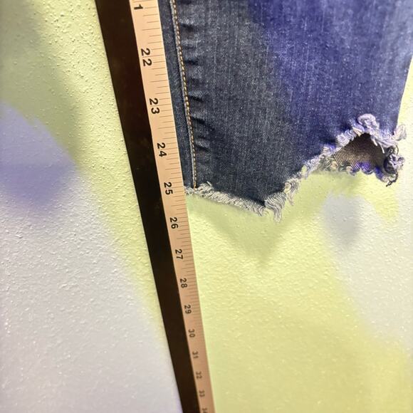 KanCan Dark Blue Cropped Skinny Jeans Raw Hem Size 7/27 - Picture 8 of 10